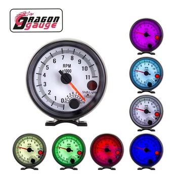 

「DRAGON」 3.75 Inch 95MM Car Tachometer RPM Meter Racing 0~11000 RPM 7 Color Lights With Gauge Rack for 1~8 Cylinder 12V Car