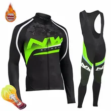 Northwave велоспорт зимний теплый флис с длинным рукавом набор 16D гель нагрудник брюки Майо Велоспорт Ropa Hombre велосипед одежда