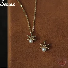 Real 925 prata esterlina 14k banhado a ouro pérola colar feminino temperamento simples all match pingente clavícula corrente nicho design