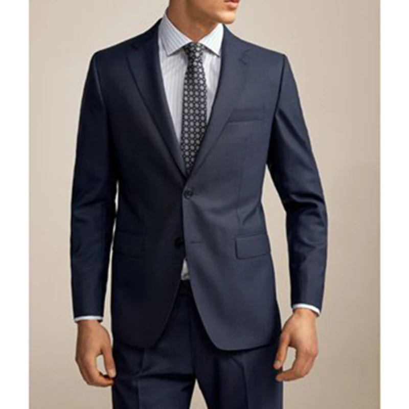 公式通販ストア ダークブルーの豪華なメンズスーツ 上質なウェディングウェア スリムフィット ビジネスパーティー 2個 秋のファッション 質店 Www Hospitalinnova Com