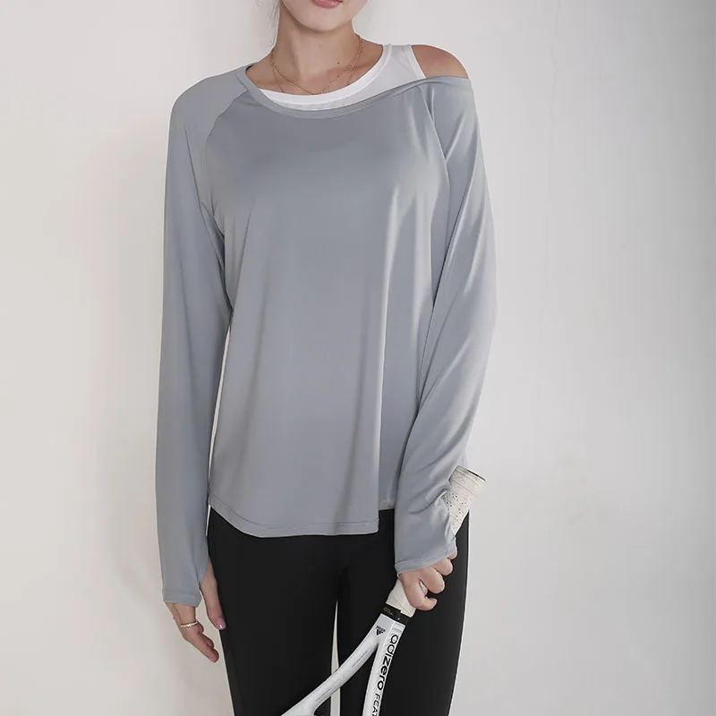 

Wmuncc Gym Yoga Tops Women Long Sleeve Fitness Training sweatshirt Athletic Running Workout T-Shirts Loose Breathable Sport Top