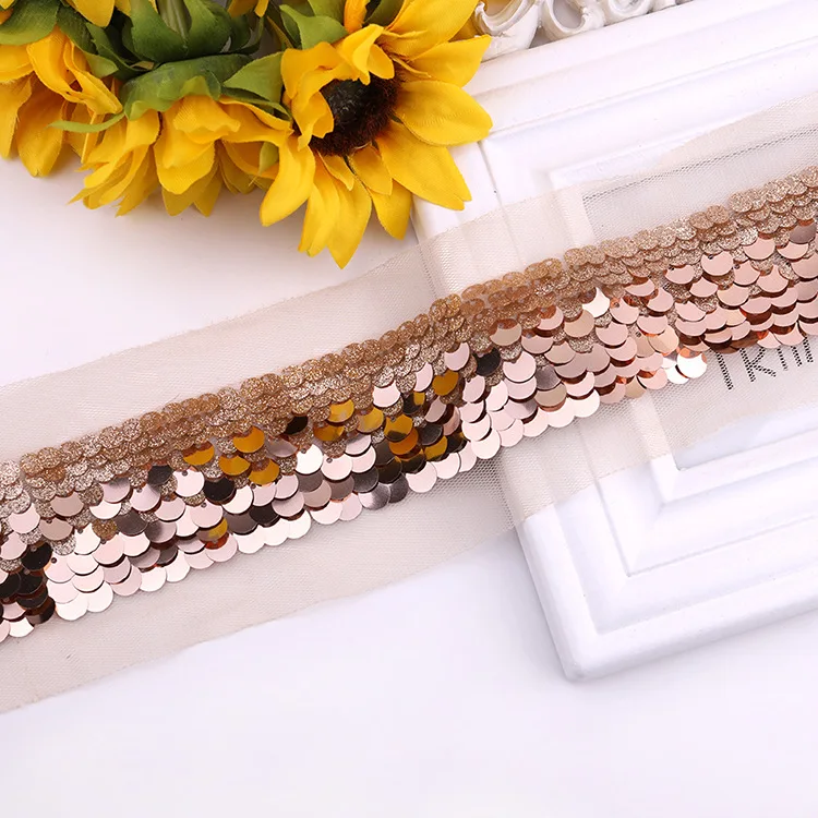 SilverGold2 5 ярдов Meetee 4,5 см Экологически чистая сетка блестки вышивка кружева отделка для сценического танцевального платья DIY Швейные аксессуары ручной работы RC175 - Цвет: SilverGold2