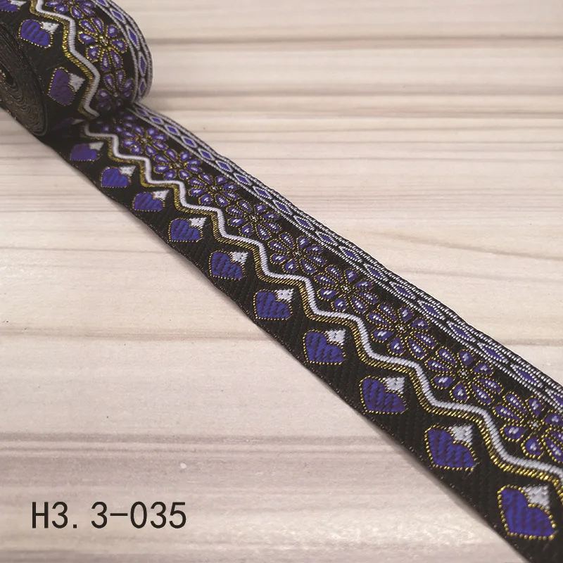 Жаккардовый ленточный шнур DIY 50 мм шириной 7 метров Декоративные тесьма аксессуары лента отделка - Цвет: Черный