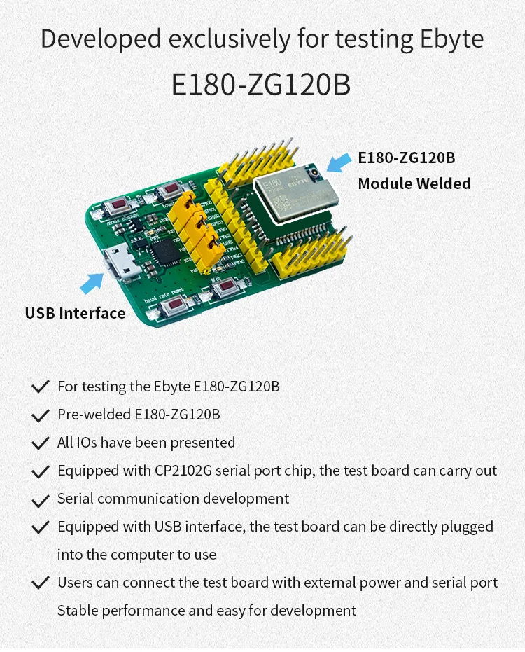 Rede sem Fio em Casa Kit de Teste Zigbee 3.0 Inteligente Módulo Transmissão Transparente Cdebyte E180-zg120b-tb Efr32 Usb 2.4g 3 Cheap Terminais fixos sem fio