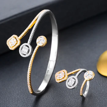 

missvikki Gorgeous Flexible scalable Adjustable Openning Bangle Ring Jewelry Set for Women Important Occasion Party Noble Symbol