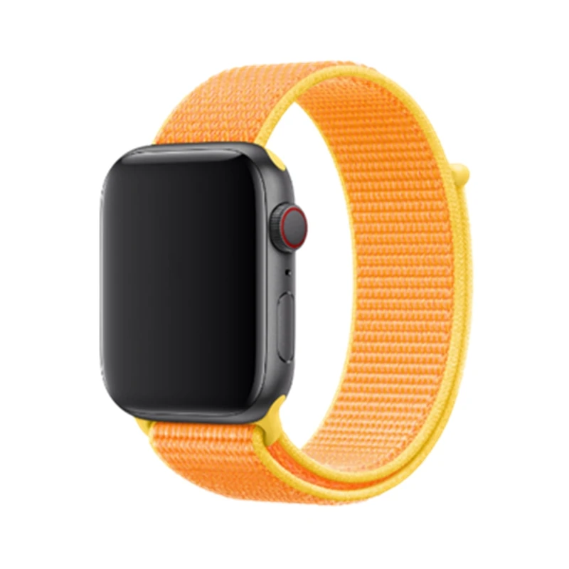 Light yellow Ремешок для наручных часов Apple Watch Series 5 4 44 мм 40 мм нейлон мягкий дышащий сменный ремешок Спортивные петли для наручных часов iWatch серии 3/2/1 38 мм 42 мм - Цвет ремешка: Light yellow
