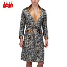 Мужской длинный шелковый халат, искусственный шелк, принт, имитация шелка, принт, пижама, нижнее белье, халат, банный халат# ZB