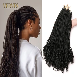 VERVES Crochet Hair Box Braids Curly Ends Ombre 18'' 24'' Synthetic Ombre Hair For Braids 22 strands/Pcs Braiding Hair Extension