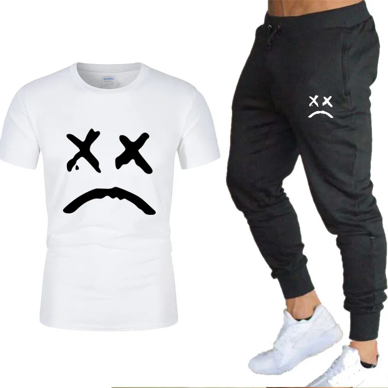 

2020 Men's Spring Summer T-shirt Clothing and Pants Sets Two Piece Casual Tracksuits New Fashion Print LetterSuits