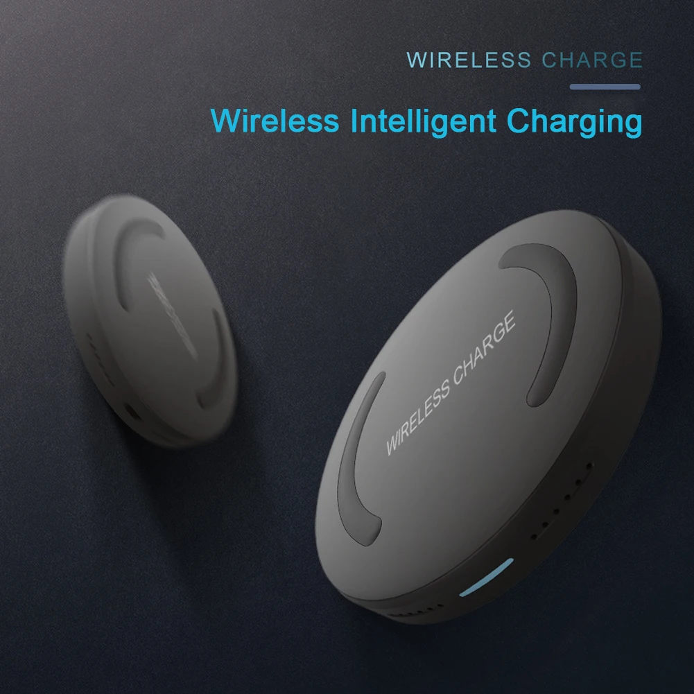 5W Overvoltage Protection Round Pad Travel Smart Wireless Charger Mini Non Slip LED Indicator Portable Desk Phone For IPhone X