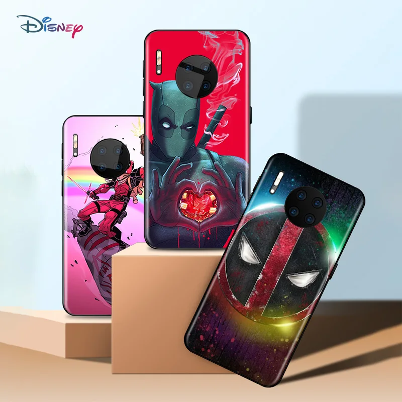 Marvel Deadpool Avengers Super Hero For Huawei Mate 40 RS Porsche Design 30 20 X 10 Lite Pro Plus TPU Silicone Black Phone Case | Мобильные