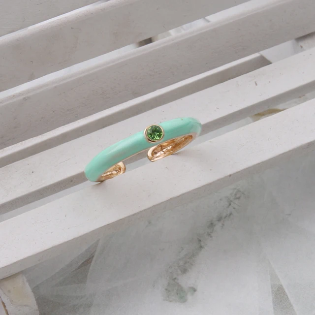 NeeFuWoFu Y2K Multicolor Enamel Dripping Oil Open Ring For Women, Adjustable  Gold Plated Chunky Finger Rings Party Jewelry Aquamarine