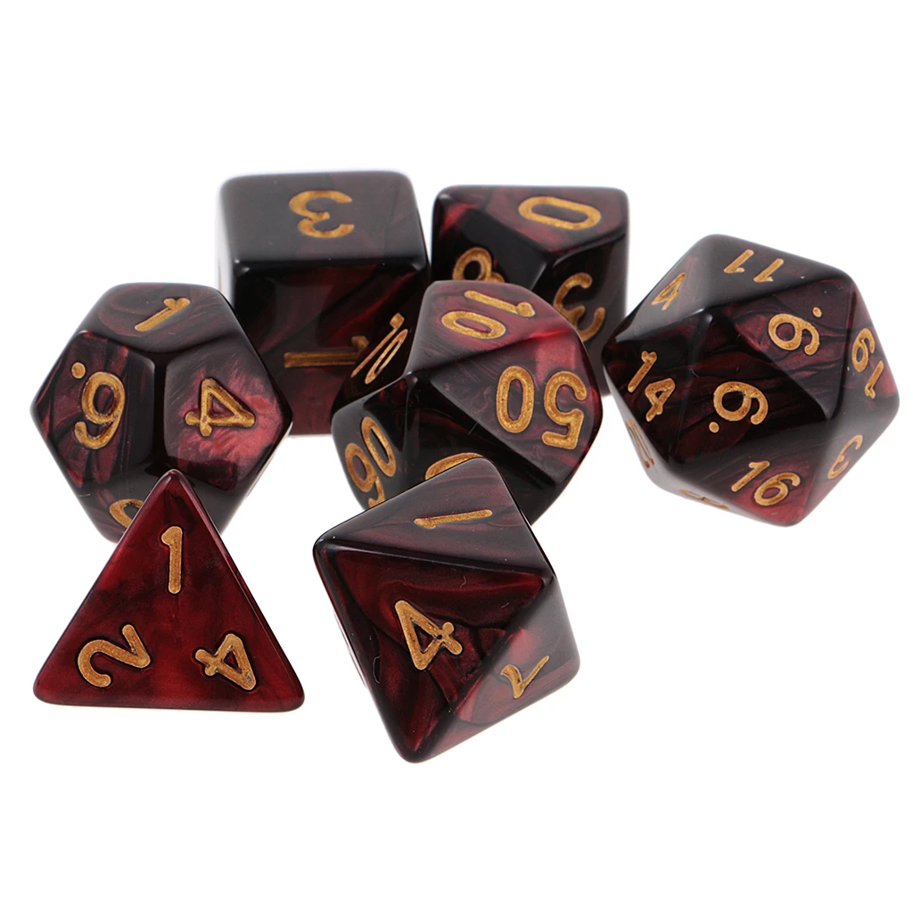 7pcs Two Colors Polyhedral Dice 16mm D20 D12 D10 D8 D6 D4 Dices for Dungeons and Dragons Table Games