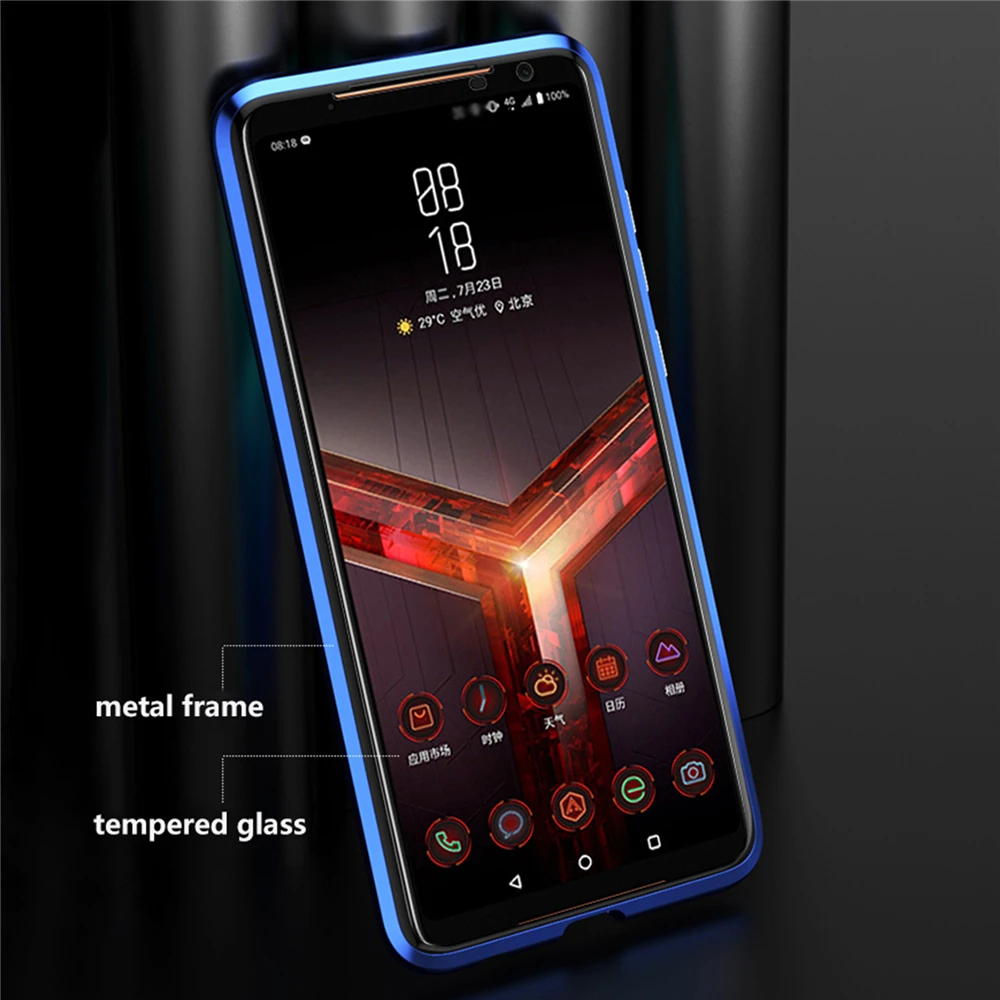 Двусторонний чехол из закаленного стекла для телефона для ASUS ROG Phone II 2/ZS660KL Прозрачный чехол для телефона с магнитным покрытием передняя и задняя крышка