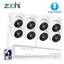 H.265 система видеонаблюдения 2MP 8CH Беспроводная аудио система видеонаблюдения для помещений ip-камера wifi NVR комплект 1080P приложение просмотра Zoohi
