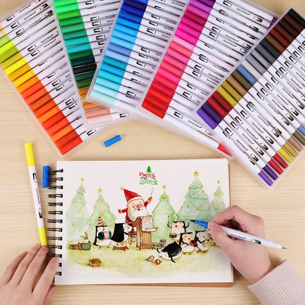 

Dual Tip Brush Marker Pens Color Markers Set of 24/72 Water-based Colors for Liner Sketch Drawing Coloring Writing Book Note Art