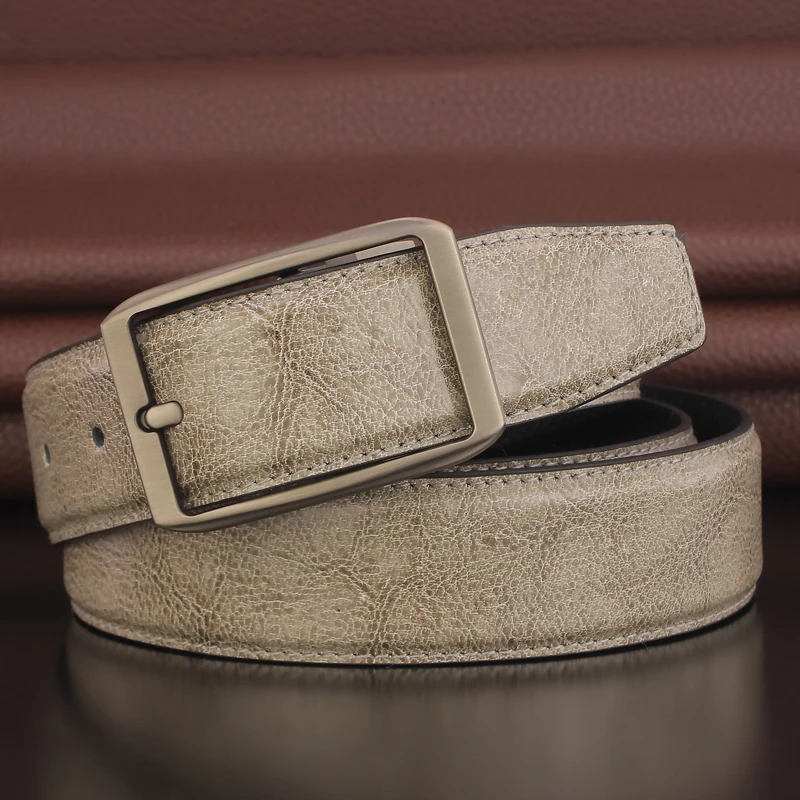 

High quality classic pin buckle genuine leather waist straps blue casual young boys cowboy belts Fashion Cowskin ceinture homme