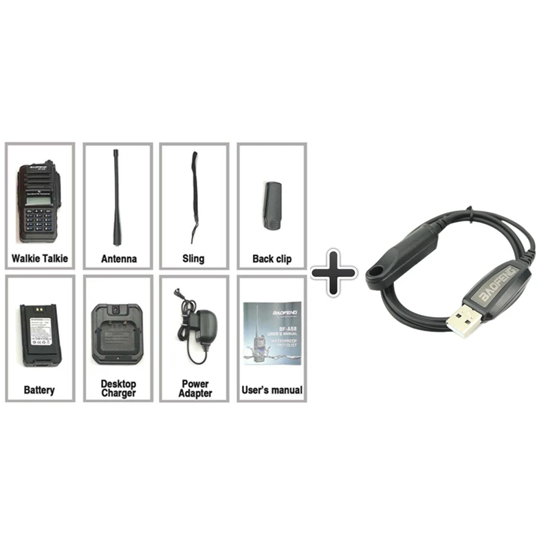 Add a program cable Baofeng BF-A58 Walkie Talkie IP67 Marine Waterproof UHF VHF Dual Band Two Way Radio Station Transceiver Ham Radio Baofeng BF A58 - Цвет: Add a program cable