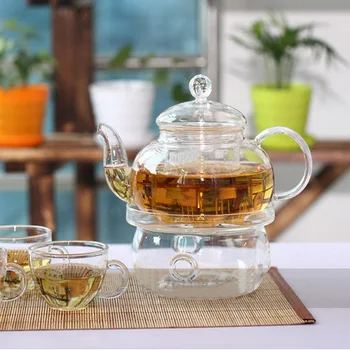 

Heat-Resisting Teapot Warmer Base Clear Borosilicate Glass Round Insulation Tealight Portable Teapot Holder Tea Accessories
