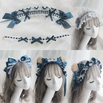 

Japanese Girl Cosplay Cute Detective Bear Headdress Poison Mushroom Hair Band Necklace Bear Ear Hairpin Lolita Hair Accessories