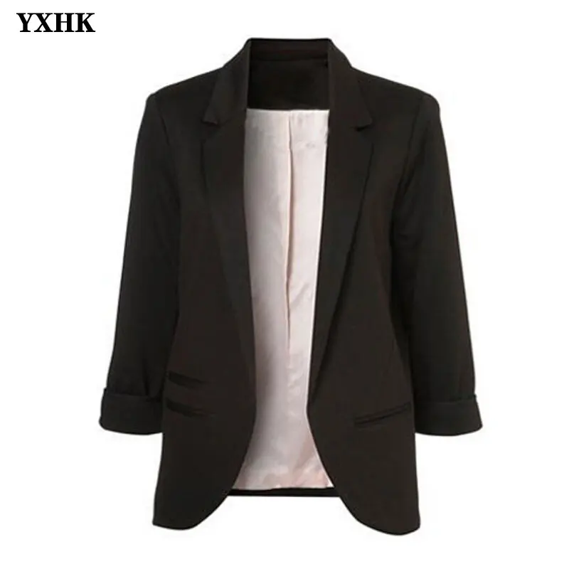 

2019 Autumn Front Open Jacket With Notches Women Formal Jackets Office Work Slim Fit White Blazer Ladies Suits 11 Colors Size