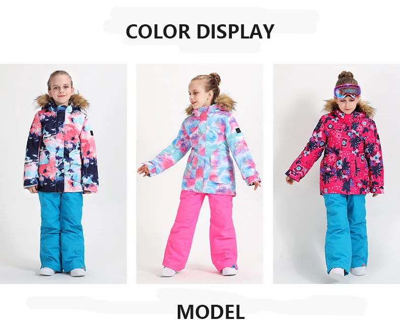GSOU/лыжный костюм для детей; теплая куртка для сноуборда для девочек; брюки; зимняя водонепроницаемая Ветроустойчивая уличная одежда для сноуборда; спортивная одежда для близнецов