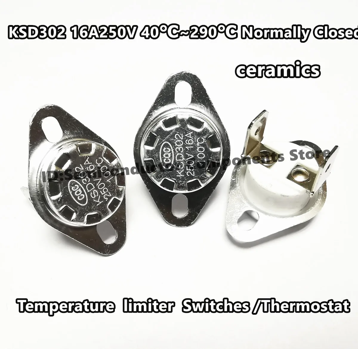 KSD302 16A250V 40C 50 60 70 80 90 95degree over temperature power off NC Temperature sensor switch limiter / Thermostat ceramics |