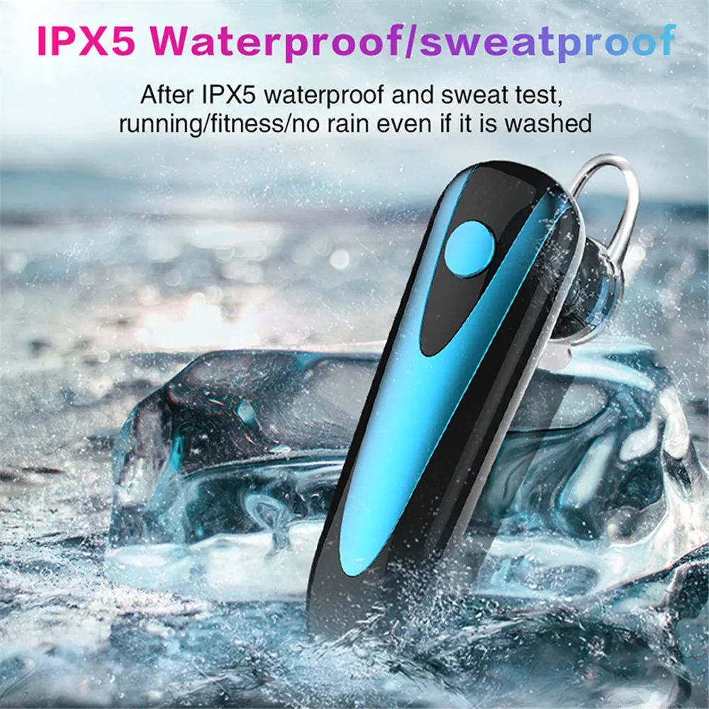 HYASIA IPX5 Sweat proof Bluetooth Headset Bluetooth 5 0 Earphone Hands free Headphone Mini Wireless Headsets Earbud Earpiece