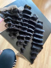 Suelta la onda profunda mechones con cierre 8-28 pulgadas Frontal con mechones brasileño 100% Remy cabello humano 3/4 mechones con cierre