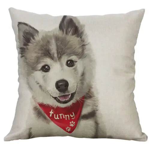 3 Dog Christmas Home pillow Decor Animal Cover Printing Cotton Linen case New Cat - Цвет: 3