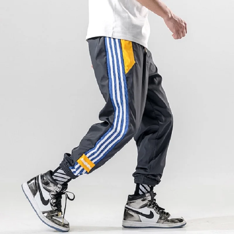 Yasword Men Pants Trousers Straight Ankle-Length Solid Color Casual Fashion Loose Male Elastic Waist Clothing Streetwear