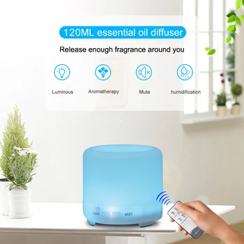

120ML Air Humidifier Aroma Diffuser Aromatherapy Essential Oils Ultrasonic Humidifier Mist Maker 7 LED Color For Home