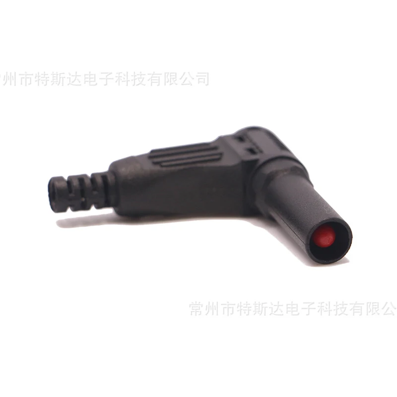 2Pcs/1pair Red/Black 4mm Male Right Angle Insulation Wire Solder Type DIY Banana Plug Connector Multimeter Test