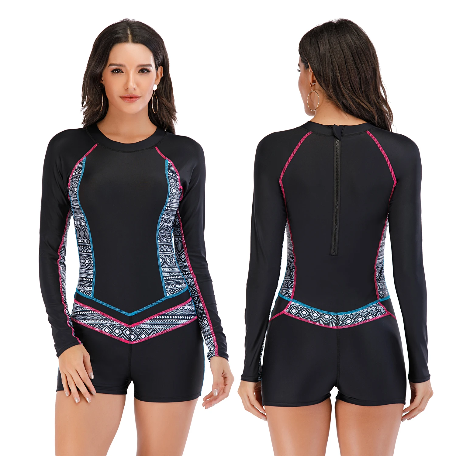 2020 New Rash guards Wetsuit Diving Skin Women One-piece Long Sleeve Jumpsuit Swimsuit Swimwear Beach Clothes Bathing Suit