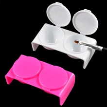 DIY Инструменты для маникюра Хрустальная чашка для маникюра с двойным отверстием соединенный стакан для ногтей кисть для пудры Стразы контейнер для жидкости коробка