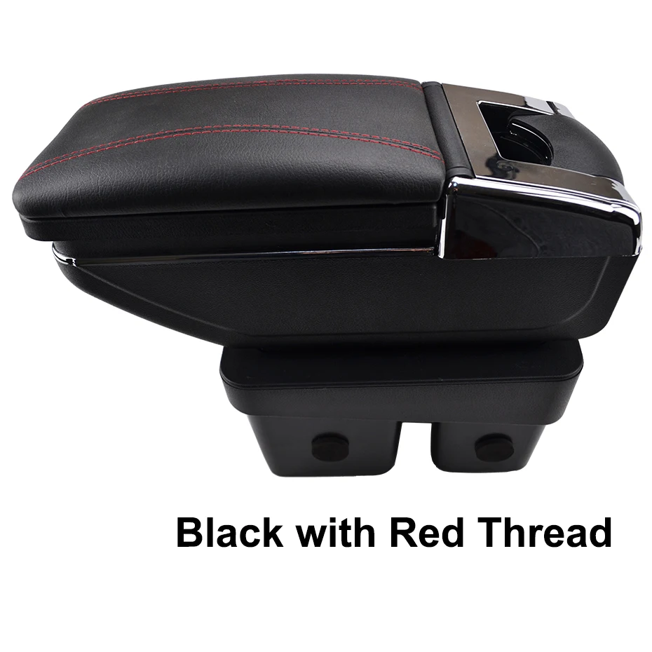 Black Leatherette Center Console Armrest for VW Polo 2009-2017