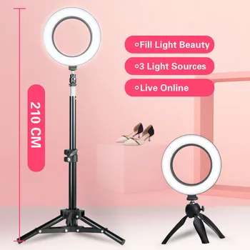 

26cm/10.2inch 16CM/6Inch LED Selfie Ring Light with Stand Studio Photography Photo Ring Fill Light Tripod for Smartphone Makeup