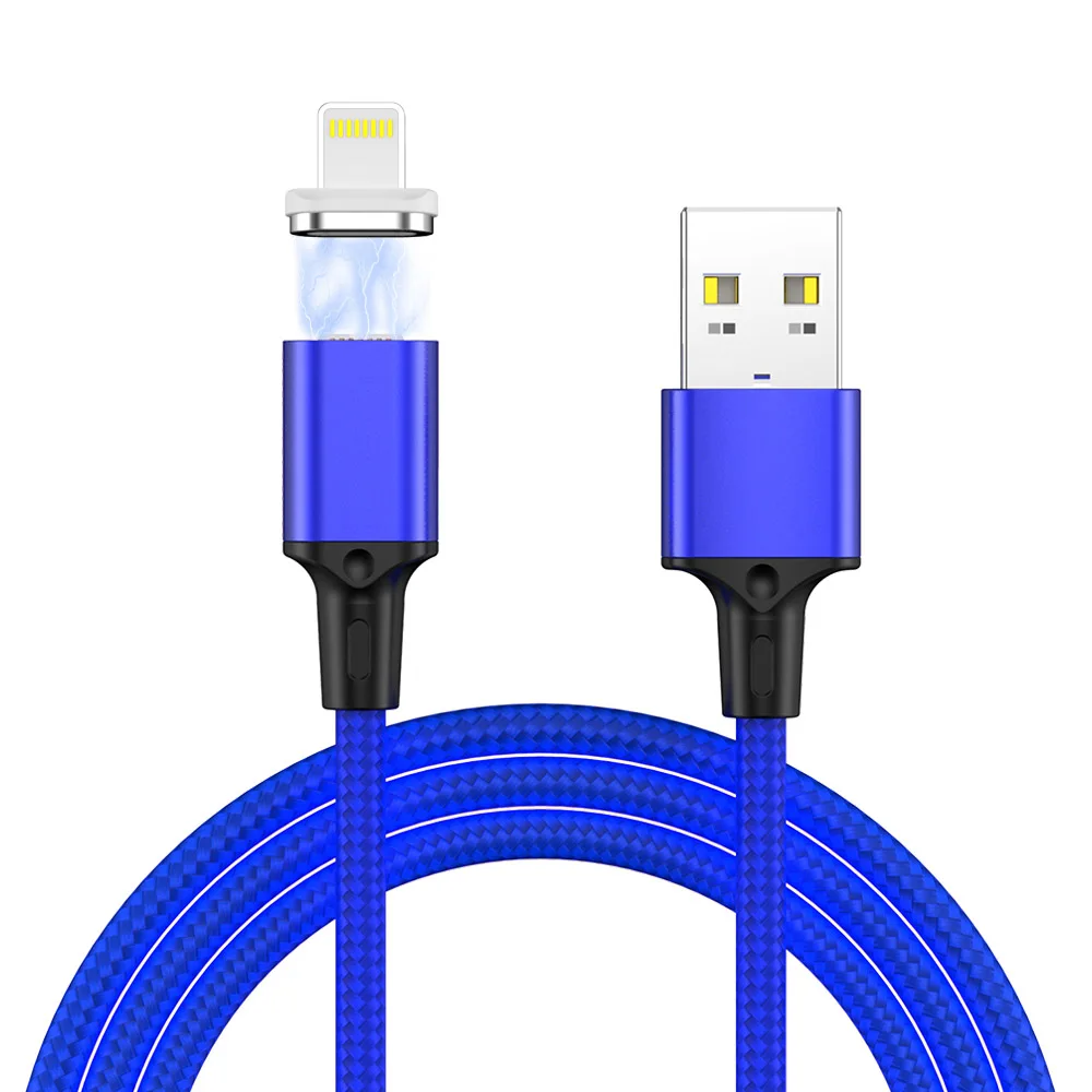 IPSY Магнитный Мобильный кабель для зарядки телефона 1 м QC3.0 Быстрая зарядка 3A 18 Вт Быстрая зарядка USB-Type C для Lightning iPhone Micro - Цвет: Blue For iPhone