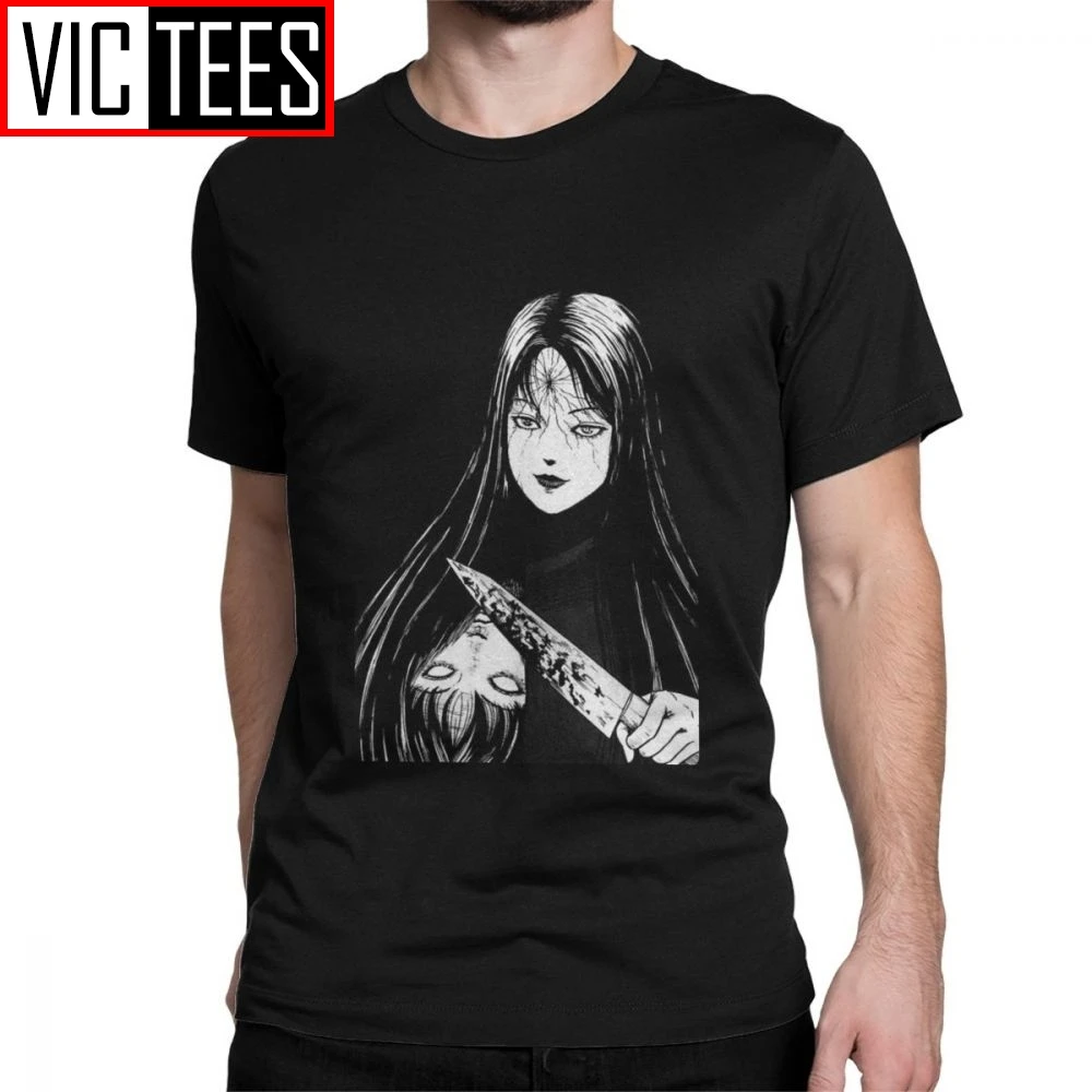 

Men's T-Shirt Junji Ito Men T Shirts Amazing Pure Cotton Tees Japanese Kago Manga Horror Tomie Harajuku Tops Printed