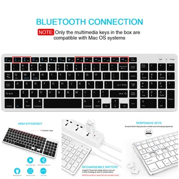 

Bluetooth Keyboard Rechargeable Portable BT Wireless Keyboard with Number For PC Desktop Notebook Tablet Smartphone Computer