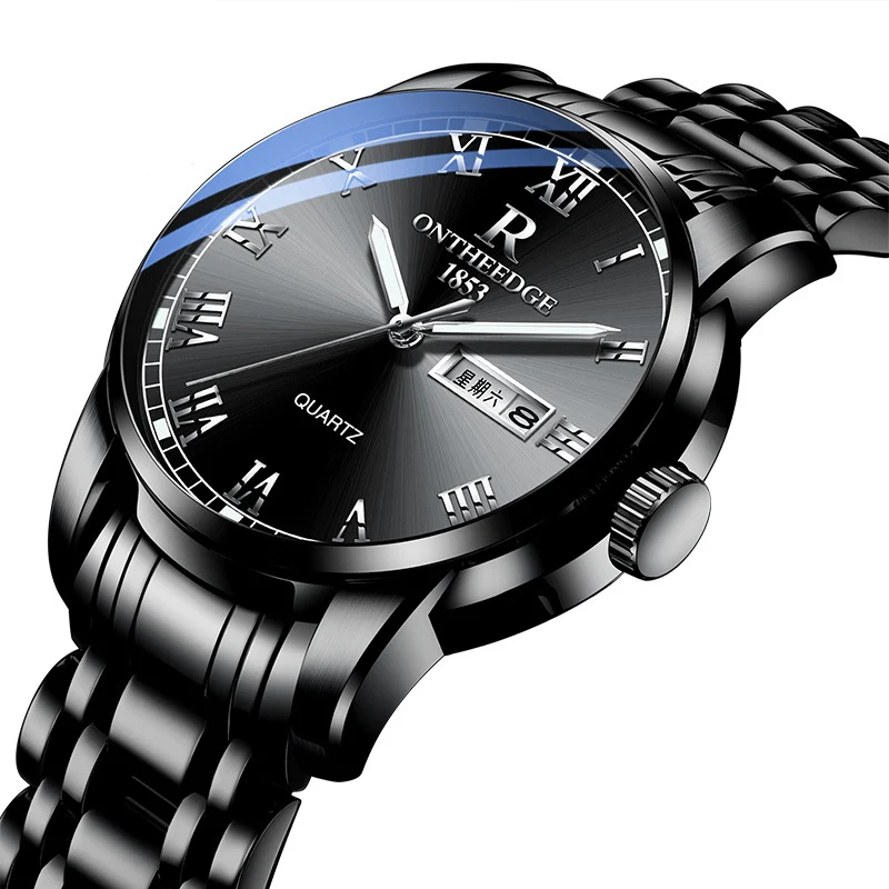Ruizhiyuan Band Steel Watch Men's and Women's Genuine Quartz Watch Three-pin Business Non-Mechanical Watch 