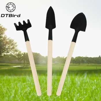 

3pcs Mini Shovel Rake Set Mini Garden Tool Bonsai Tools Set Wooden Handle Metal Head Shovel for Flowers Potted Plants DT6