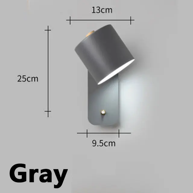 Nordic modern LED E27 5W wall light home improvement iron and wood wall light for foyer study bedroom bedside wall lamp Gray