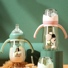 Biberons en Silicone PPSU de 240ml/300ml, avec poignée de mamelon, pour lait, alimentation de bébé, eau de boisson, Anti coliques, nouveau né 