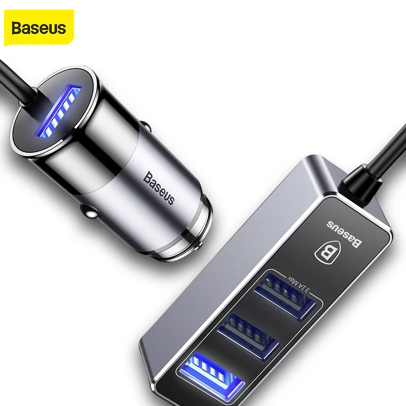 Baseus 4 USB многоразовое автомобильное зарядное устройство 5.5A порта быстрое адаптер