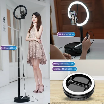

Live broadcast Mobile Phone Holder 10" LED Ring Light Photographic Selfie Ring Lamp with Stand For Makeup Video Live Studio