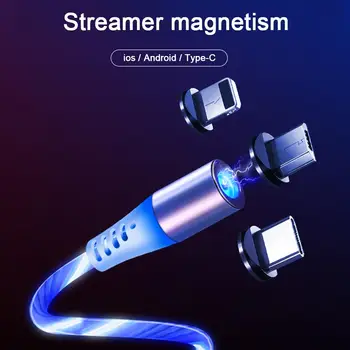 

LED Flowing Magnetic Charger Cable Light Up Shining Phone Charging Cable USB Snap Quick Connect USB Data Cable