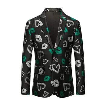 

fashion Lip print parttern mens casual blazer jacket plus size 6xl mens suit jacket blazers big size men blazer slim fit