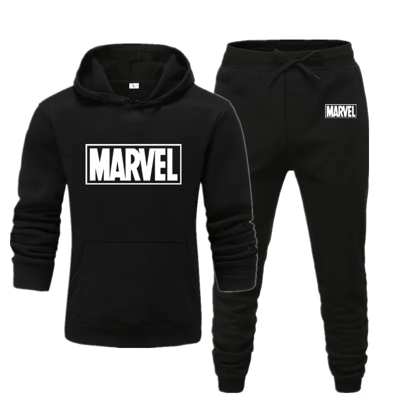 Спортивный Костюм Marvel с принтом «Человек-паук», Мужские Термо спортивные комплекты, хлопковая толстовка с капюшоном+ штаны, спортивный костюм, повседневные толстовки, спортивный костюм