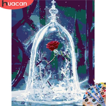 

HUACAN Oil Painting By Number Flower Kit Drawing On Canvas Wall Art HandPainted Home Decor DIY Gift